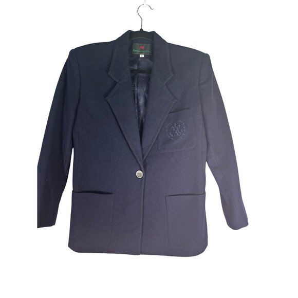 Abercrombie And Fitch Womens Vintage Wool Navy Blazer With Engraved Button And P - Picture 2 of 15